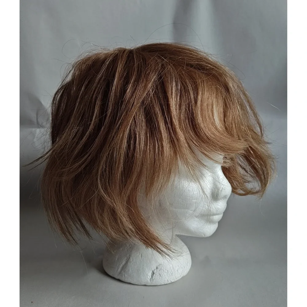 Christine Jordan Human Hair Wig Women Honey Brown Highlighted Layered Bob A5059